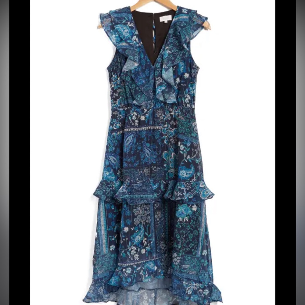 NSR Women’s Maxi V-neck Floral Dress Blue